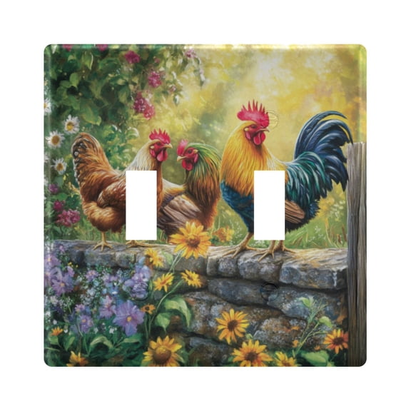 WOBOGO Beautiful Rooster 2-hole Switch Plates PC Flame Retardant Plastic Material Glossy Finish Smooth Touch 4.56x4.48x0.27in