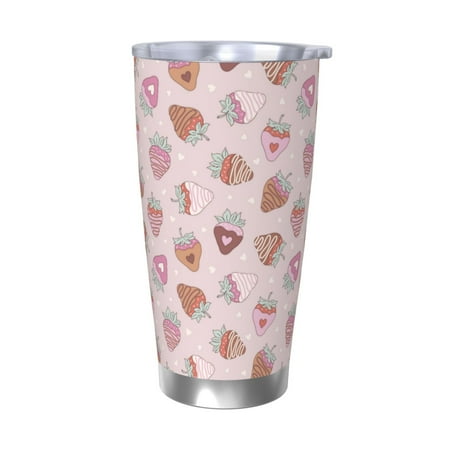 

Susaid Strawberry Cake Print 20oz Car Cup Insulated Coffee Cup Fully Spill Proof Travel Coffee Mug Stainless Steel Tumbler for Work Home Outdoor Car-Without Straw