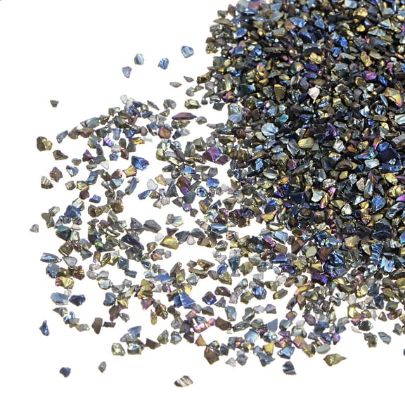 Uxcell 20g Crushed Glass Chips, 1-3mm Irregular Metallic Sequins Glass Stone Dark Colorful