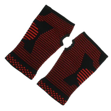 Unique Bargains Pair Breathable Sweat Absorbing Wrist Brace Wrist Compression Sleeves Nylon Red Size L