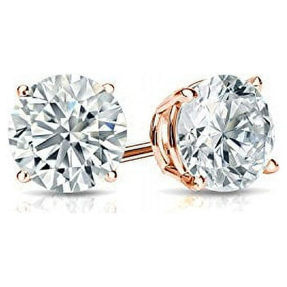 14k Rose Gold Round Lab Grown Diamond Stud Earrings (1/3cttw, G-H, VS1-VS2) 4-Prong Basket, Screw Back by Diamond Wish