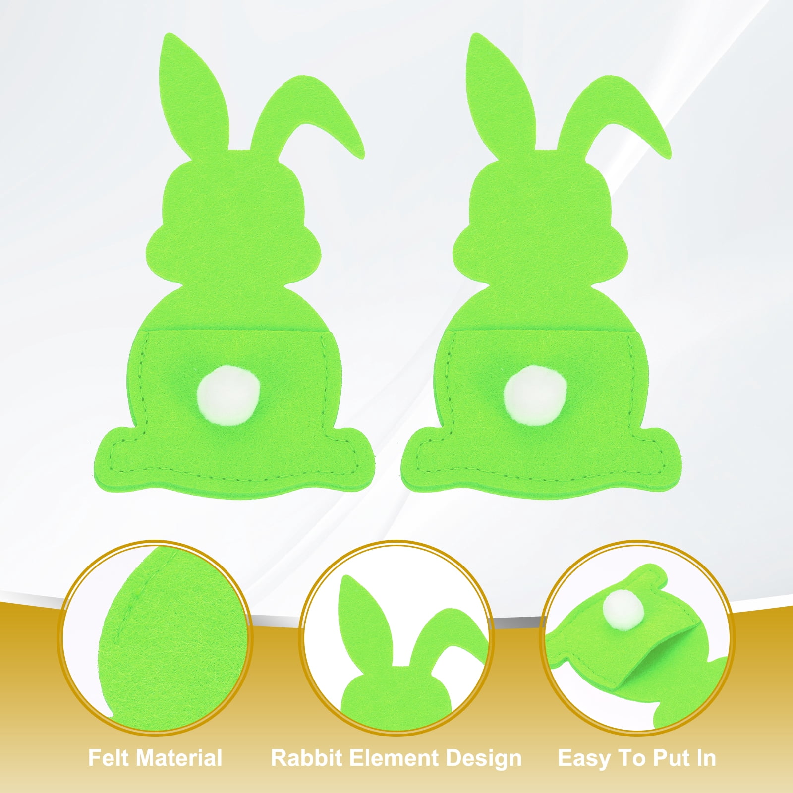 Uxcell 36Pcs Easter Bunny Utensil Cutlery Holder, 5.9x3.2" Felt Easter Cutlery Holders Cutlery Sleeve for Knife Forks Settings Tableware Decoration Wedding Birthday Party, Green