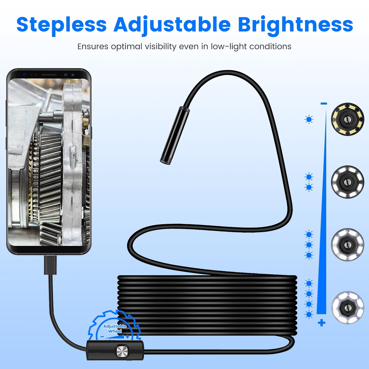 (*YYL-Design*)--Endoscope Camera 1920P HD IP67 Waterproof Inspection Borescope Tool With Light And 8 & 1 Dual Lens 16.4ft Semi Rigid Snake Cable Stepless Brightness APP Control For IOS And Android.;[