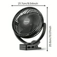 thumbnail image 2 of 10000mAh Clip-on Fan Rechargeable, 8-inch Battery Powered Table Fan, USB Fan, 4 Speeds, Strong Airflow, Sturdy Clip, Suitable For Outdoor Camping, Golf Cart, Office Desk, 2 of 11