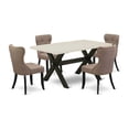 thumbnail image 2 of East West Furniture X-Style 5-piece Wood Dining Room Table Set in Black, 2 of 6