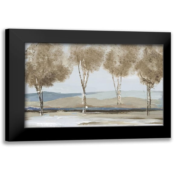 Lera 14x11 Black Modern Framed Museum Art Print Titled - Golden Birch Tree Forest