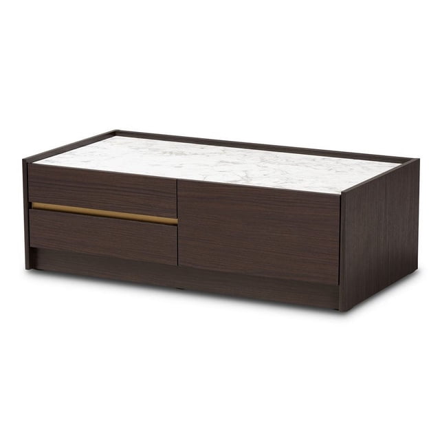 Baxton Studio Table Basse en Bois Finition Brun Foncé et Or