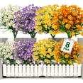 thumbnail image 7 of Sinhoon 8 Bundles Artificial Daisy Flowers UV Resistant Fake Flowers Faux Plastic Greenery Shrub Plant Indoor Outside Hanging Home Garden Decor (Purple), 7 of 7
