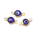thumbnail image 4 of 100 pc Ion Plating(IP) 304 Stainless Steel Connector Charms Flat Round Links with Pattern with Glass Enamel Real 18K Gold Plated Mixed Color 13x6.5x2.5mm Hole: 1.5mm, 4 of 5