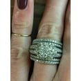 thumbnail image 4 of Bluebelljewels Big Cluster 4 TCW Cut White Diamond His & Women Wedding Bridal Gorgeous Trio Ring Set 14k White Gold Plated, 4 of 5