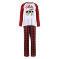 thumbnail image 3 of Seyurigaoka Parents Children's Suits Long Sleeves Patchwork Christmas Hat Printed Snowflake Letter Shirt Check Pattern Trousers, 3 of 5