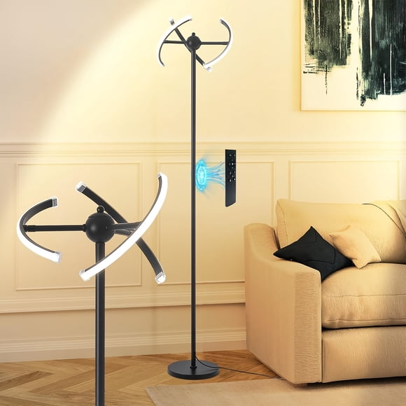 Rotatable LED Floor Lamps with Remote , 63" Dimmable Floor Lamp with 3 Color Temperature, Modern Globe Light Memory Standing Lamp, Tall Corner Lamp for Living Room, Bedroom, Office