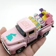 thumbnail image 3 of Easter Truck Decor with Bunny & Colorful Eggs – Pink Metal Vintage Mini Pickup Truck Toy, Happy Easter Themed Decor for Home, Shelf, Table & Spring Holiday Displays, 3 of 11