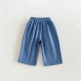 thumbnail image 5 of Ticikt Kids Corduroy Pants, Elastic Waist Solid Color Loose Wide‑Leg Trousers, Casual Straight Bottoms for Boys Girls,Blue, 5 of 7