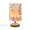 thumbnail image 2 of Lavender Flower Bedside Table Lamp LED Warm Lights with USB Charging Port Retro Cylinder Desk Lamps, 2 of 7