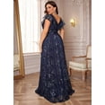 thumbnail image 6 of AURA Plus Size Sequin V Neck Evening Dress Women Elegant Party Long Formal Gown, 6 of 7