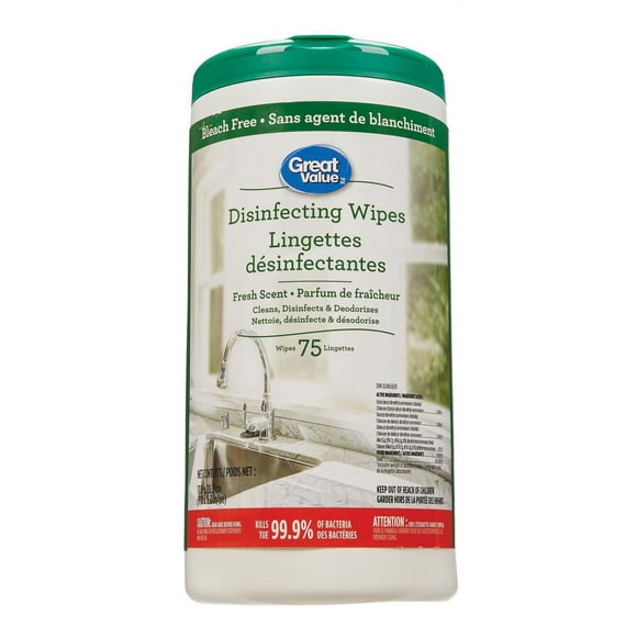 Great Value lingettes désinfectantes parfum de fraîcheur