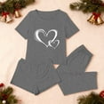thumbnail image 3 of asdoklhq Womens Christmas Pajamas 3PCS Women's Home Casual Pants Short Sleeves Tops and Shorts Pajamas Set Dark Gray S, 3 of 7