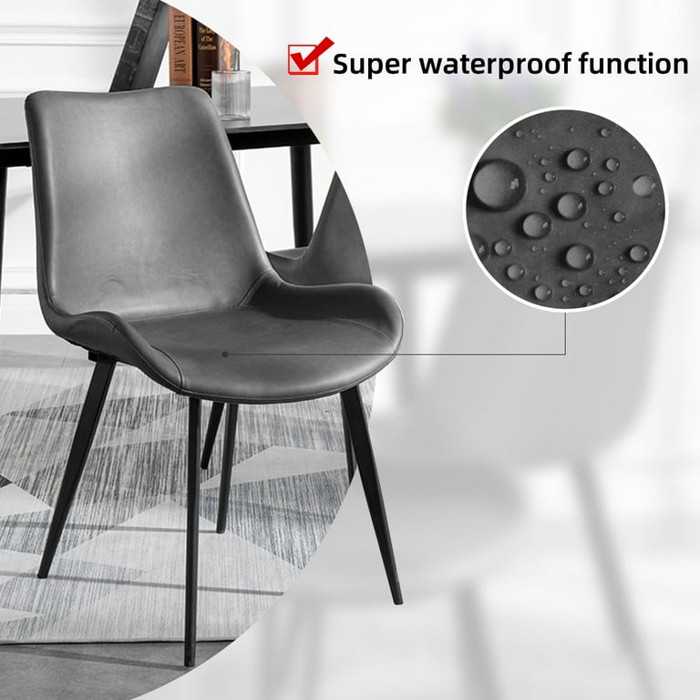Jiexi Grey Dining Chairs Set of 2, PU Leather Upholstered