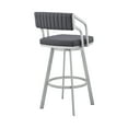 thumbnail image 4 of Armen Living Indoor Capri 26" Swivel Slate Gray Faux Leather and Silver Metal Bar Stool, 4 of 12