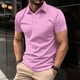 thumbnail image 1 of pstuiky Mangas cortas para hombre, Camisa de verano de poliéster con cuello alto y botones de manga corta para hombre, informal, de color liso, con solapa y manga corta. xl, 1 of 6