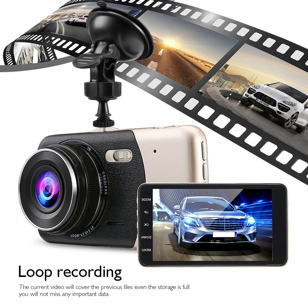 4 Zoll Autokamera HD Dash cam CAMPARK 1080P GPS 170° Video Recorder Parkmonitor 