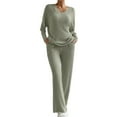 thumbnail image 2 of Outfits for Women 2 Piece Sets Women's 2023 Fashion Casual Straight Leg Pants Loose V Neck Knit Set Women 2 Piece Outfits Army Green Xxl, 2 of 6