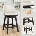 thumbnail image 4 of Dycanpo Swivel Bar Stools, 26" Counter Height Bar Stools with Back & Footrest for Kitchen, Beige, 4 of 8
