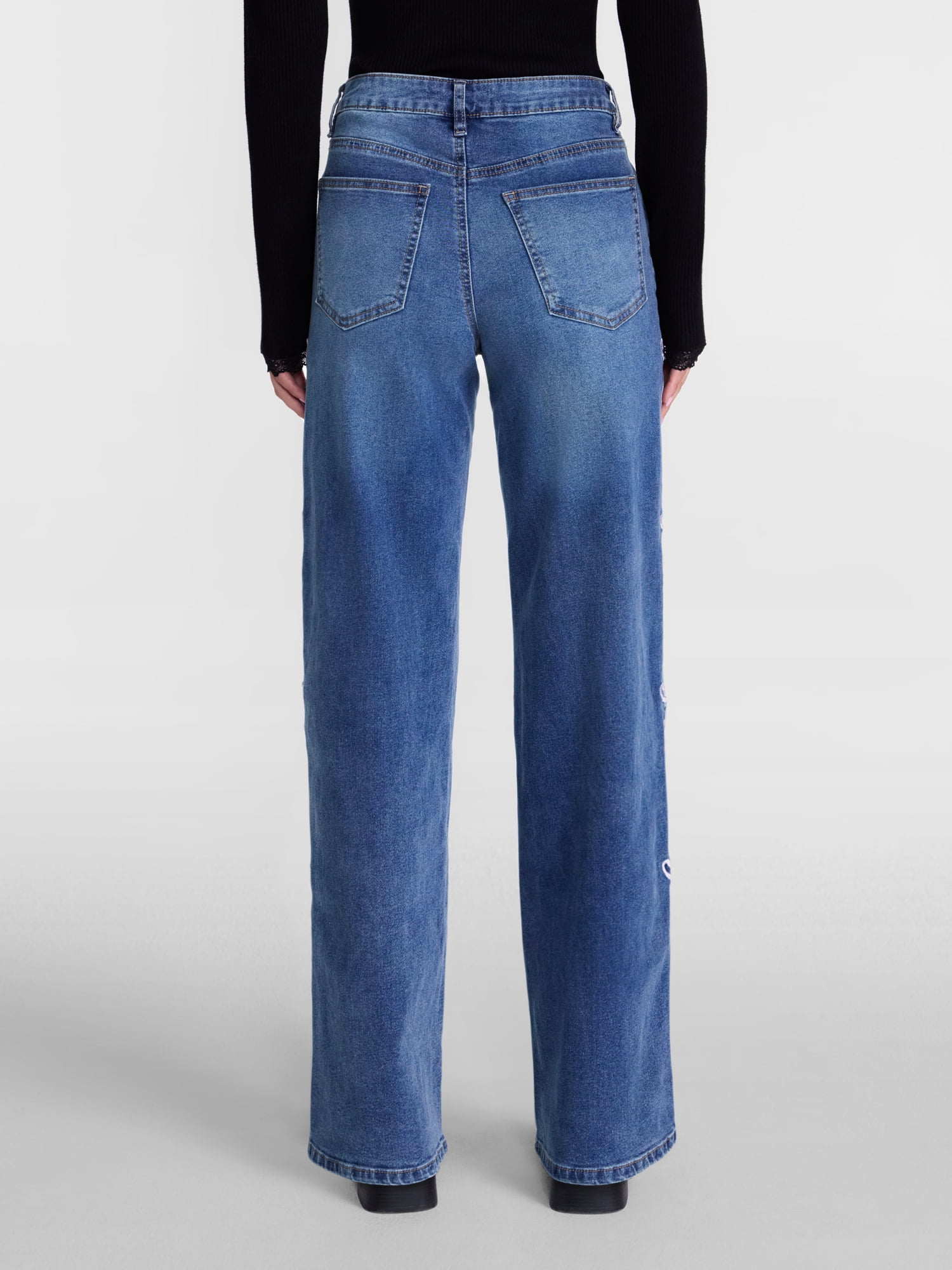 Madden NYC Women’s Ultra 90's Jeans with Bow Embroidery, 32'' Inseam, Sizes 00-18