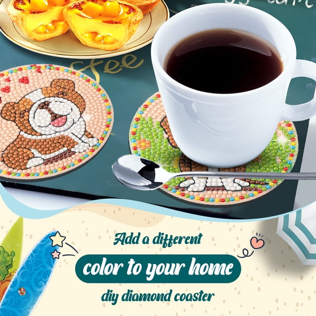 Kit de posavasos artísticos con pintura de diamantes forma especial de Navidad hombre de jengibre 6/8 Uds.