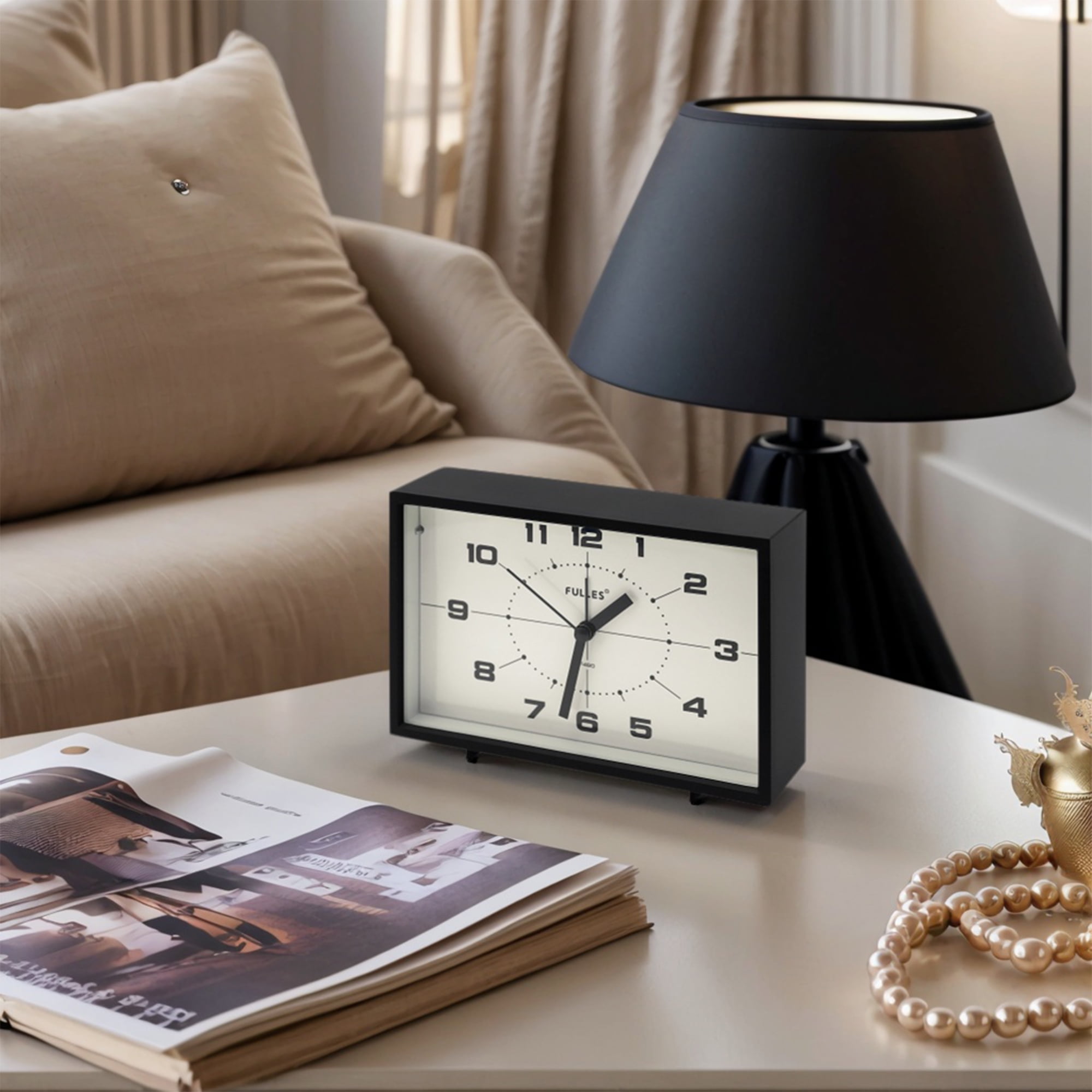 Unique Bargains Mechanical Alarm Clock with Night Light Black 6.3"L x 1.8"W x 4.1"H
