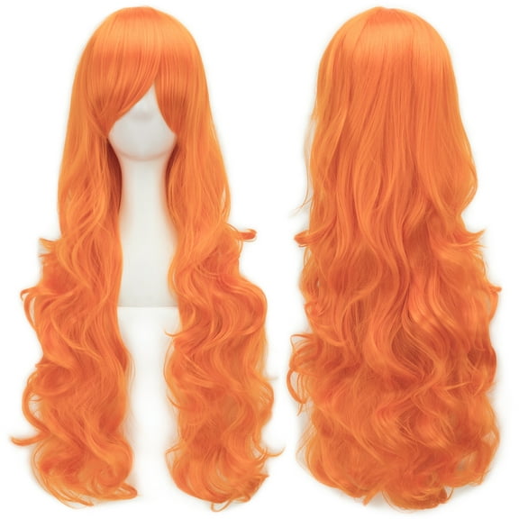XmhyTop Spiral Curly Long Wig, 32" (80cm) Length, Perfect for Cosplay Costumes, Light Orange