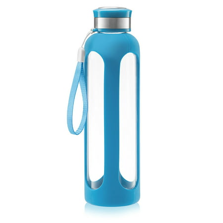 Swig Savvy Glass Water Bottle 32oz Break-resistant Borosilicate Glass + Silicone Protective Sleeve. BPA-Free Durable & Stylish