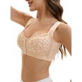 thumbnail image 4 of INSPIRE CHIC Women's Lace Front Closure Full Coverage Minimizers Wirefree Wide Straps Soft Bras E 46 Beige, 4 of 4
