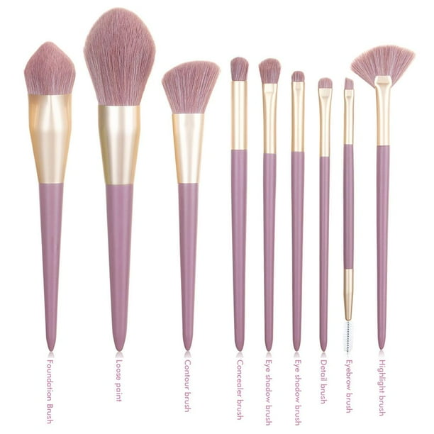Pinceles De Maquillaje Corrector Sintético Sombra De Ojos Conjunto De Pinceles Cosméticos 9Uds Eigraketly CE008097-01