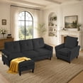 thumbnail image 2 of Soscana Sectional Sofa Set with Storage Ottoman and Accent Chair,Living Room 3 Seat L Shaped Couch and Single Chair Armchair,Living Room Furniture Set for Home Apartment Office Studio, 2 of 7
