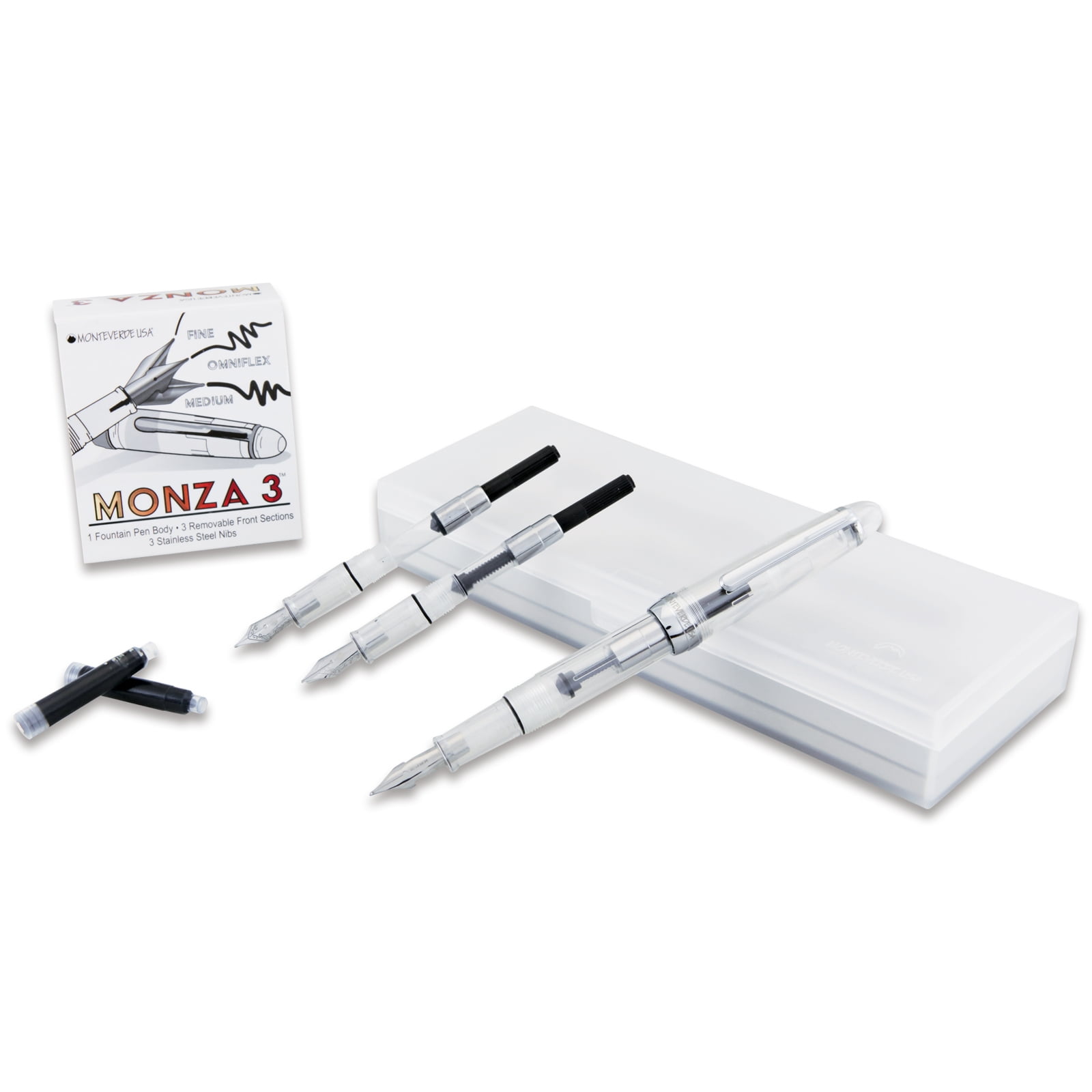 Monteverde Monza 3 Set Crystal Clear Fountain Pen - Clear