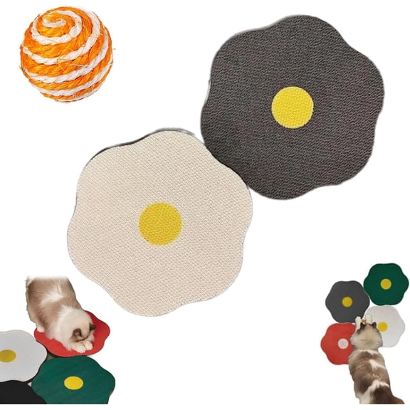 Flower Scratching Pad for Cats, Cat Wall Scratcher Corrugated Cardboard, Flower Shaped Self-Adhesive Anti-Scratch Replacement  Pads (2pcs-2)