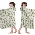thumbnail image 4 of Beige Buffalo Skull Cactus Succulent Pattern Hooded Bath Towel，60"x35" for Ages 3 To 12 Kids, Quick Dry Lightweight Soft Microfiber Hood Beach Towel Cover Up for Kids, 4 of 7