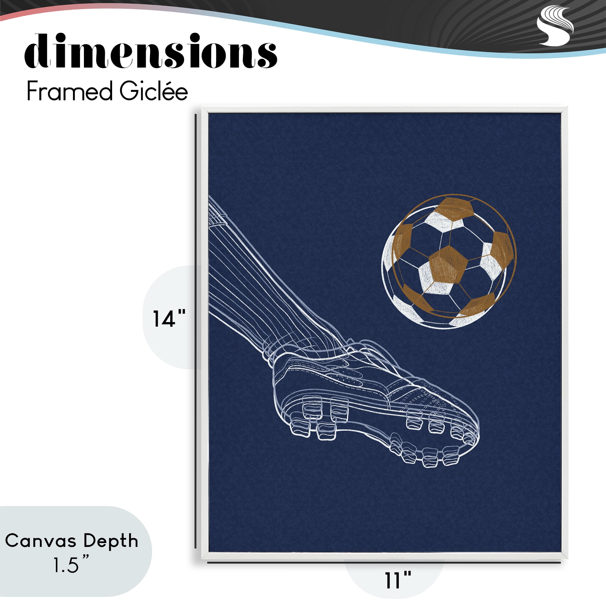 Stupell Industries Soccer Lines Contour White Framed Giclee Art, design by Marcus Prime