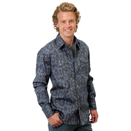 - Roper Western Shirt Mens L/S Snap Closure Green 03-001-0225-0152 GR