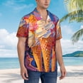 thumbnail image 3 of Susaid Trio Of Dripping Cones Print Hawaiian Shirts for Men Women,Hawaiian Summer Short-Sleeve Casual Relaxed-Fit Button-Down,X-Large, 3 of 7