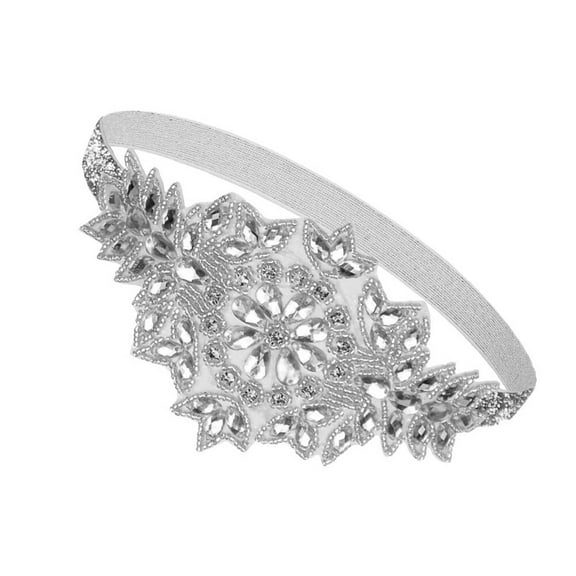 HEATSHAKING Wedding Hair Piece 22X10CM 1Pcs White Rhinestone Headband Women Fascinator Headdress