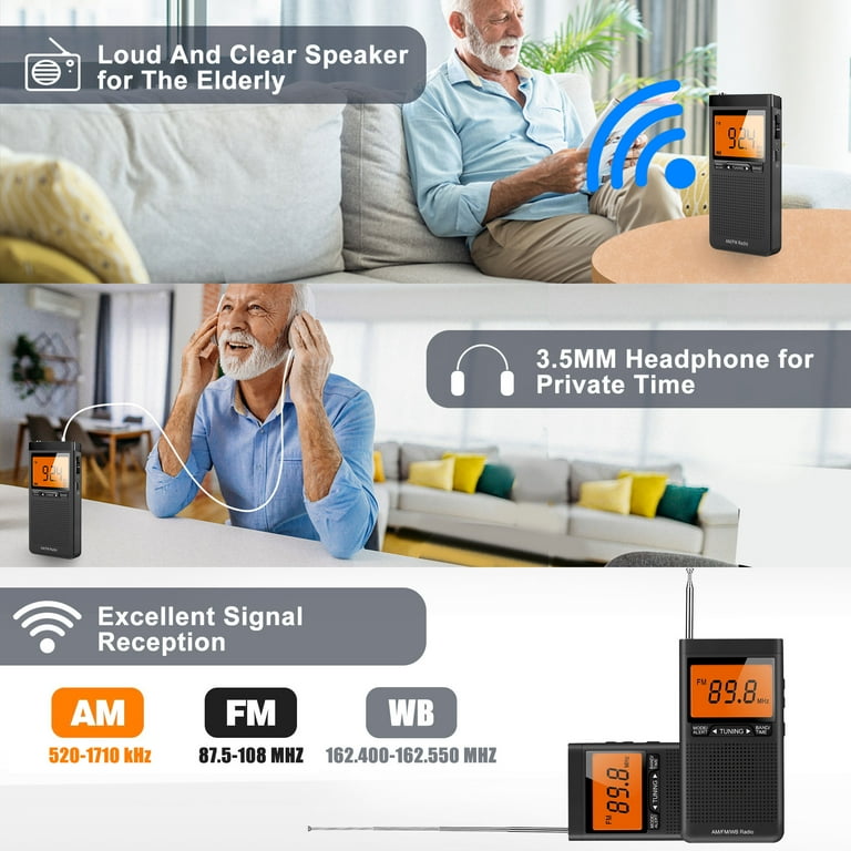 SEANCHEER 169 Portable Radio AM FM, AA Battery Operated Radio, Transistor Radio With