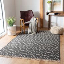 SAFAVIEH Kilim Charmaine Geometric Wool Area Rug, Charcoal/Ivory, 4' x 6'