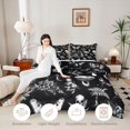 thumbnail image 3 of Homewish Gothic Halloween Skull Twin Comforter Sets,Dark Mushroom Butterfly Pattern Bedding Set,Black White,Black Reversible,2-Piece,1 Comforter and 1 Pillowcase, 3 of 7