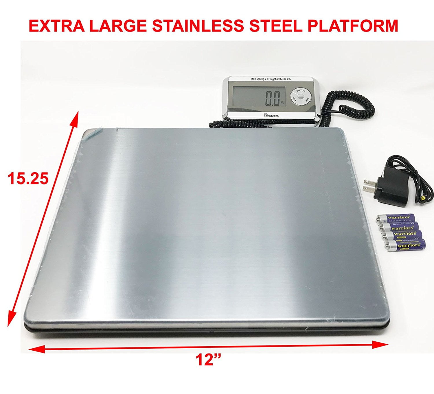 1212, Sliver Shipping Scale Heavy Duty Digital for Shipping and Postal W/ 12X 12 Durable Stainless Steel Large Platform 440 lbs Capacity