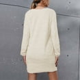 thumbnail image 4 of Zedker Sweater Dresses for Women 2025 Knit Dresses Long Sleeve Dress Casual Fall Winter Round Neck Oversized Loose Short Sweater Dress Plus Size Beige L, 4 of 8