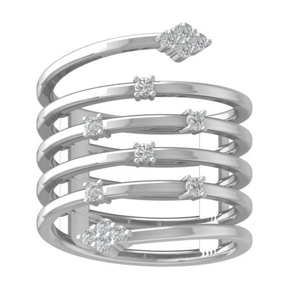 ARAIYA FINE JEWELRY 14K White Gold Diamond Snake Band Ring (1/4 cttw, I-J Color, I2-I3 Clarity) Size 9