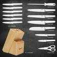 hecef 15 Pieces White Kitchen Knife Set with Wooden Block, High